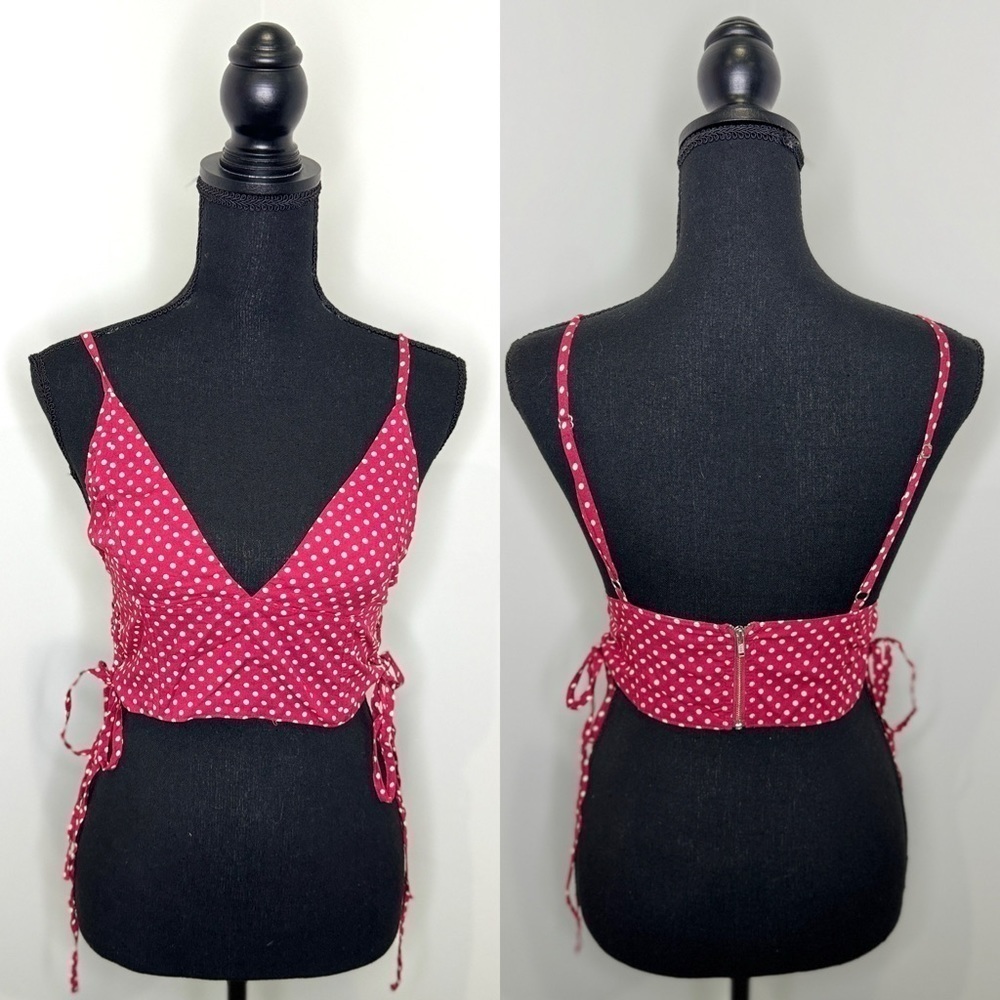 Some Days Lovin V-Neck Crop Polka Dot Top (S)